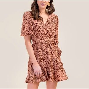 Brand New Eliza Leopard Wrap Dress Francesca’s